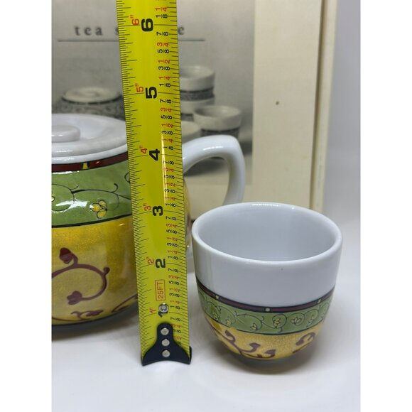VTG PIER 1 EARTHENWARE & Pacific Rim Ceramic Lemon Tea Pot & 4 Mugs - Picture 6 of 8